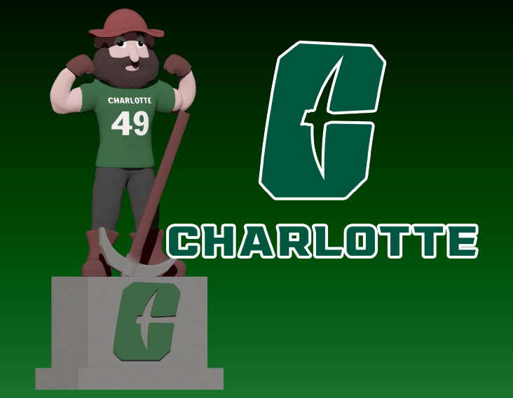 NCAA - CHARLOTTE 49ERS FOOTBALL MASCOT STATUE - 3D PRINT Model Cetak 3D .c4d .max .obj .3ds .fbx .stl .blend 