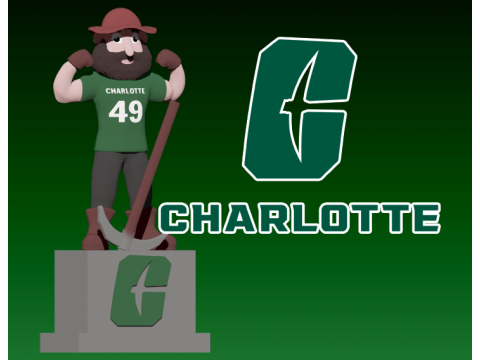 NCAA - CHARLOTTE 49ERS FOOTBALL MASCOT STATUE - 3D PRINT 3Dプリントモデル
