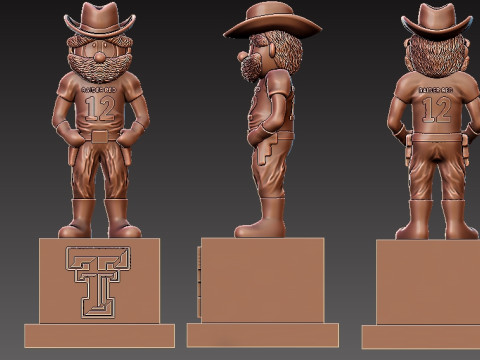 NCAA - TEXAS TECH RED RAIDERS FOOTBALL MASCOT STATUE - 3D PRINT Modèles 3D en vedette