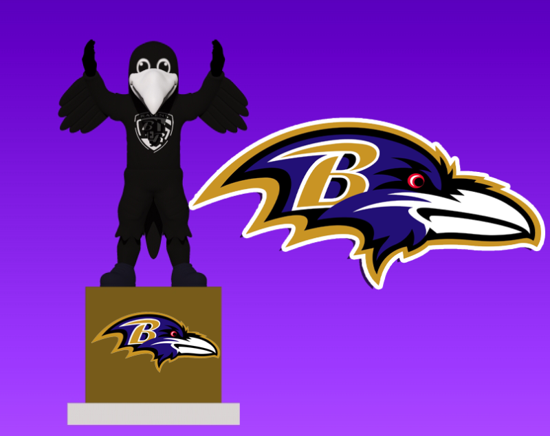 NFL - BALTIMORE RAVENS MASCOT STATUE - POE - 3D PRINT Modèles 3D en vedette .c4d .max .obj .3ds .fbx .stl .blend 