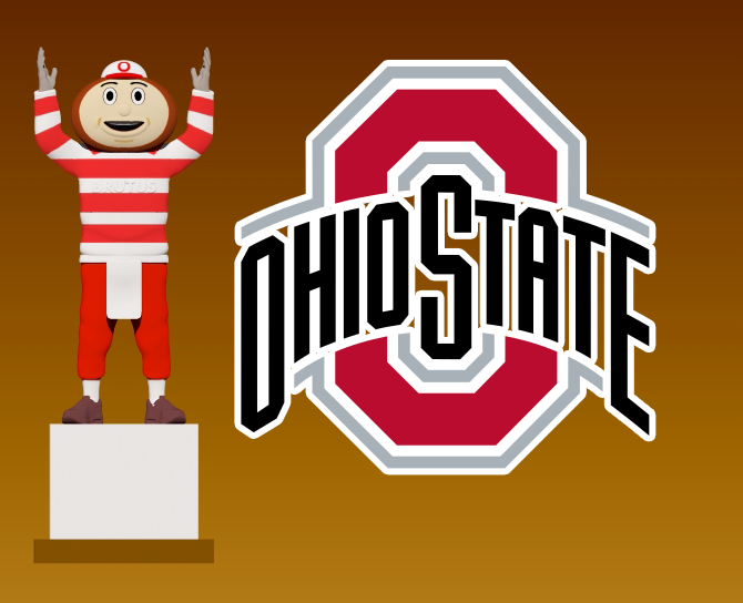 BRUTUS BUCKEYE - OHIO STATE UNIVERSITY - MASCOT 3Dプリントモデル .c4d .max .obj .3ds .fbx .stl .blend 