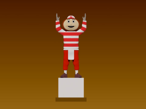 BRUTUS BUCKEYE - OHIO STATE UNIVERSITY - MASCOT 3Dプリントモデル