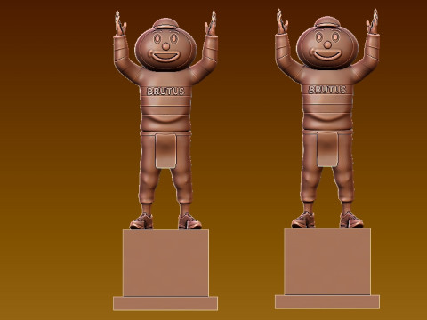 BRUTUS BUCKEYE - OHIO STATE UNIVERSITY - MASCOT 3Dプリントモデル