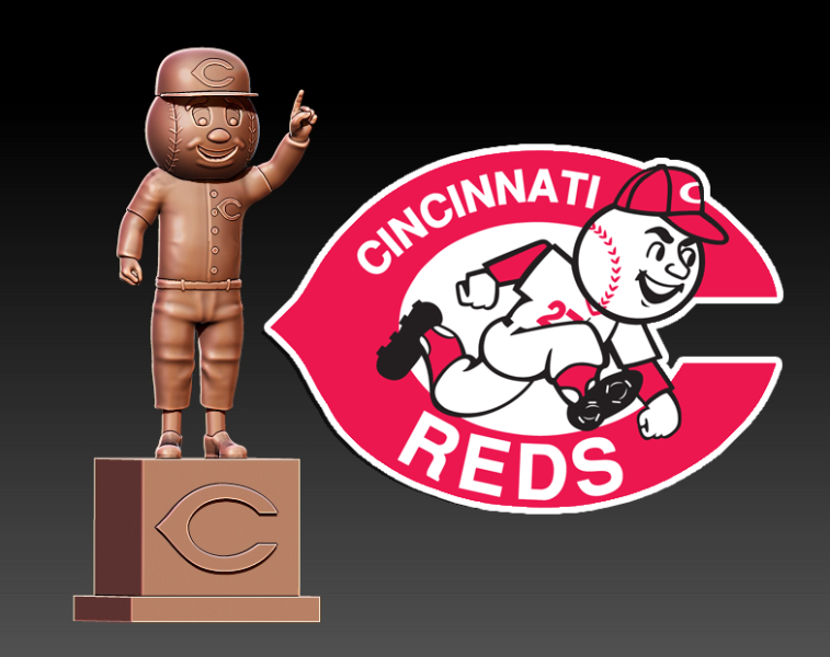 MLB - Mr RED mascot statue - Cincinnati Reds - 3d Print 3Dプリントモデル .c4d .max .obj .3ds .fbx .stl .blend 