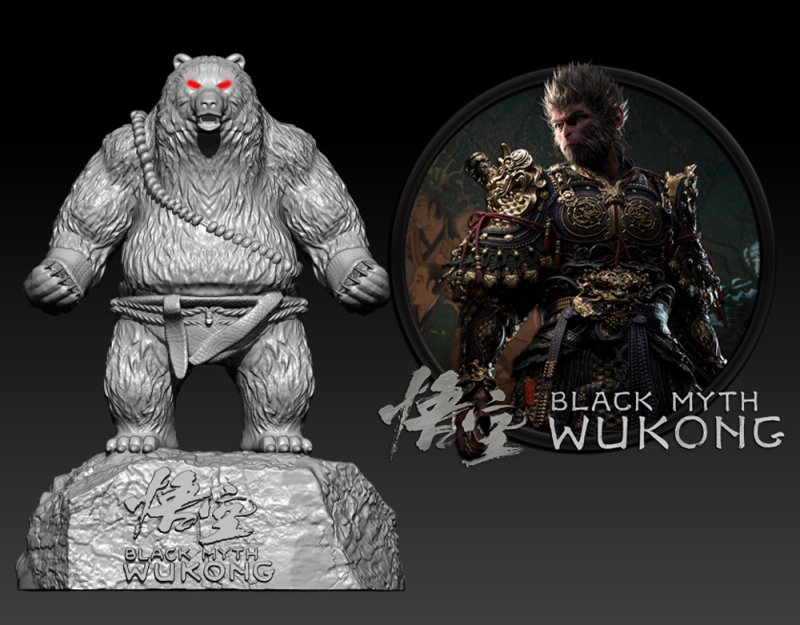 Black Myth Wukong - Black Bear Guai boss - 3d Print Modello di stampa 3D .c4d .max .obj .3ds .fbx .stl .blend 