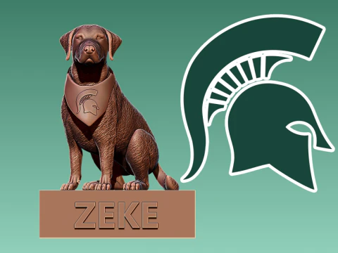 ज़ेके द वंडर डॉग - मिशिगन स्टेट यूनिवर्सिटी स्पार्टन फुटबॉल 3D प्रिंट मॉडल