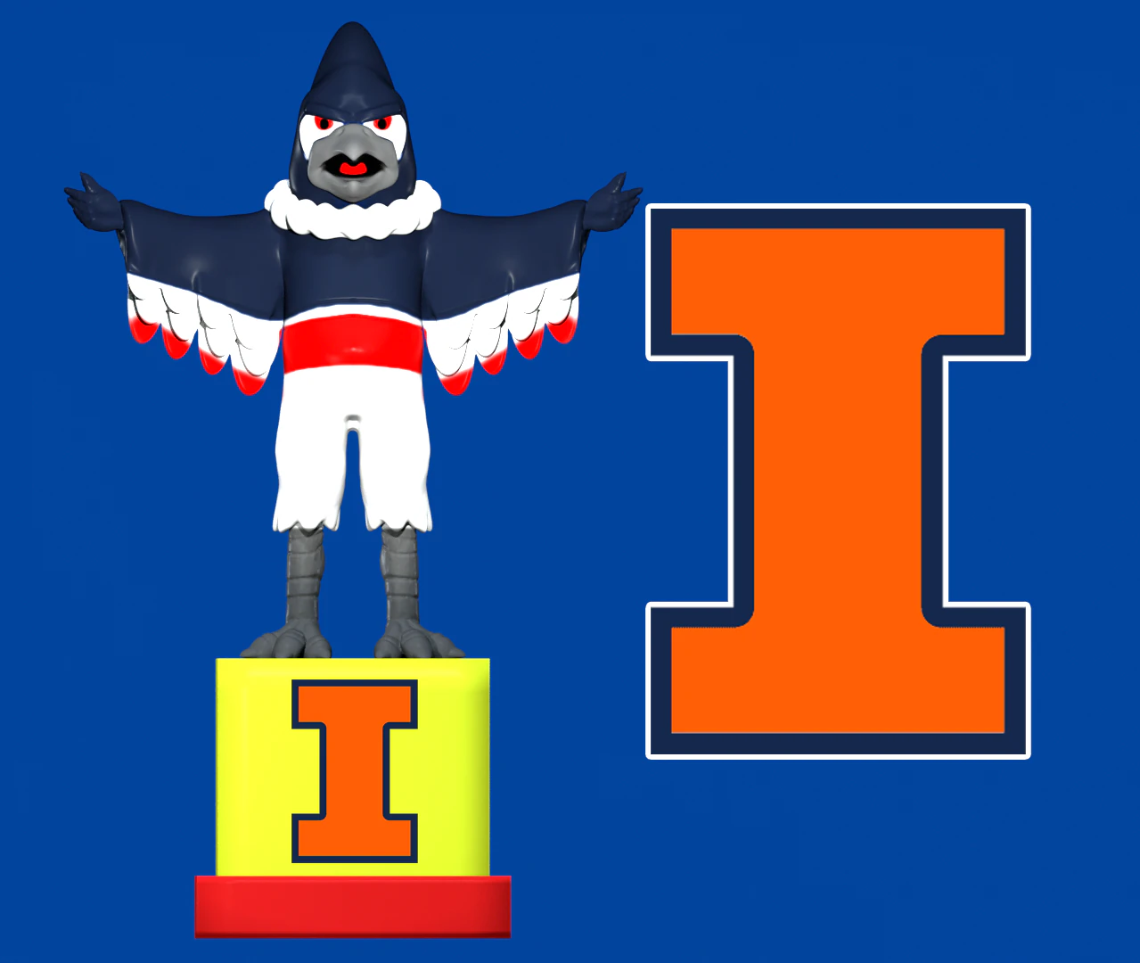 NCAA - Kingfisher mascot statue - UIUC - 3d Print 3D Print Model .c4d .max .obj .3ds .fbx .stl .blend 