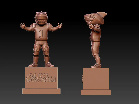 NCAA - Tony the Landshark - Ole Miss Rebels - 3d Print 3D Print Model