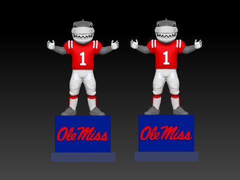NCAA - Tony the Landshark - Ole Miss Rebels - 3d Print Model do druku 3D