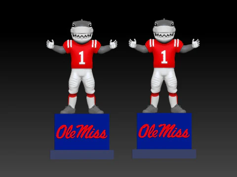 NCAA - Tony the Landshark - Ole Miss Rebels - 3d Print 3D Print Model