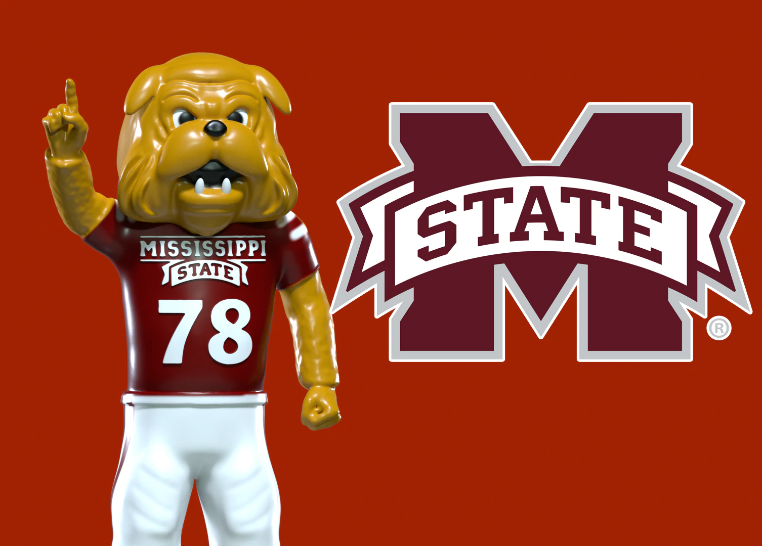 NCAA - いじめっ子マスコット - ミシシッピ州立大学 - 3D プリント 3Dプリントモデル .c4d .max .obj .3ds .fbx .stl .blend 