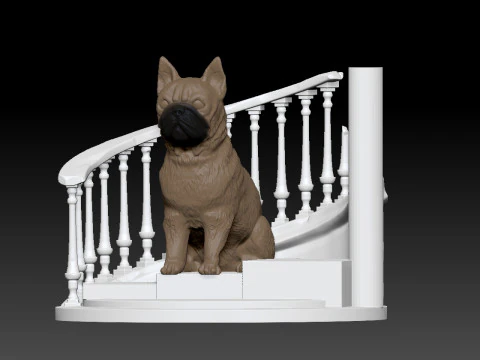 D&uuml;ş&uuml;k Fransız bulldog - K&ouml;pek - heykel - 3D baskı 3D Baskı Modeli