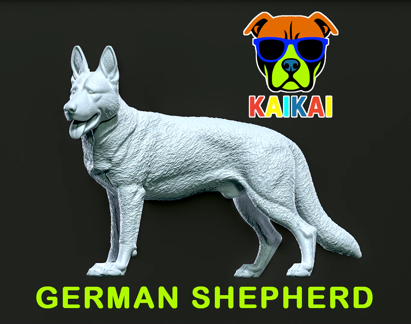 German Shepherd - Alsatian model - 3D print 3D Print Model .c4d .max .obj .3ds .fbx .stl .blend