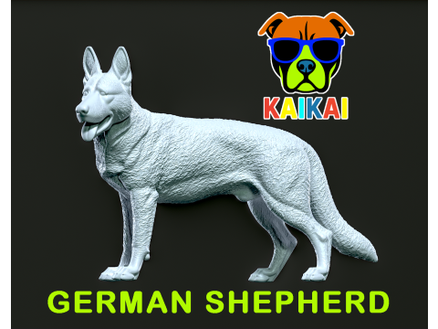 German Shepherd - Alsatian model - 3D print 3Dプリントモデル