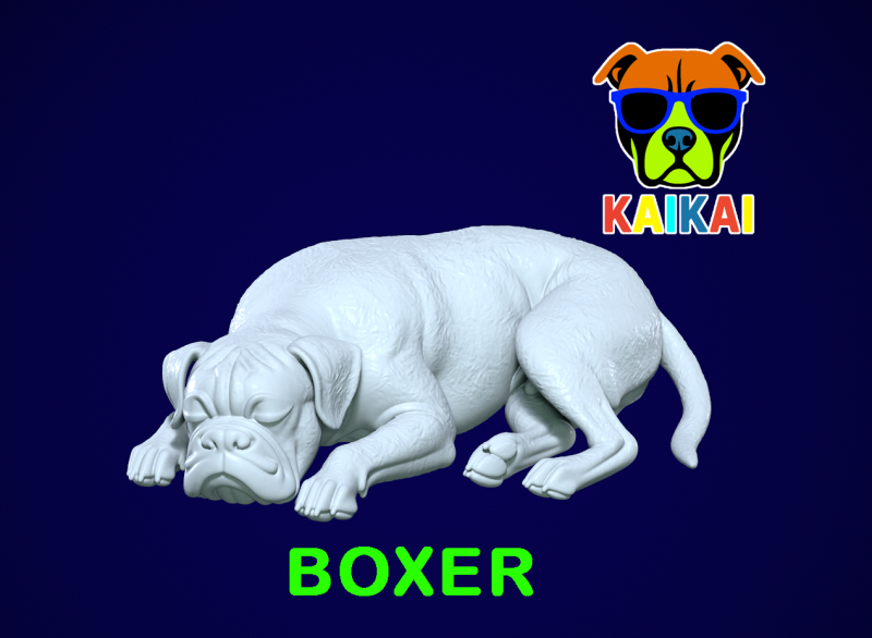 Boxer dog breed is sleeping- German Boxer model - 3D print Modelo de impresión 3D .c4d .max .obj .3ds .fbx .stl .blend