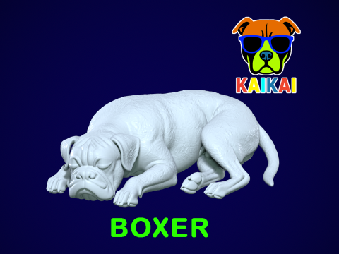 Boxer dog breed is sleeping- German Boxer model - 3D print 3D Принт Модель