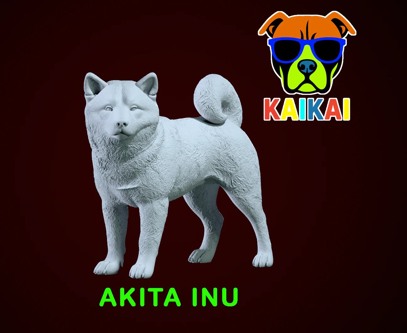 Akita dog - Japanese giant dog - 3D print 3D Print Model .c4d .max .obj .3ds .fbx .stl .blend 