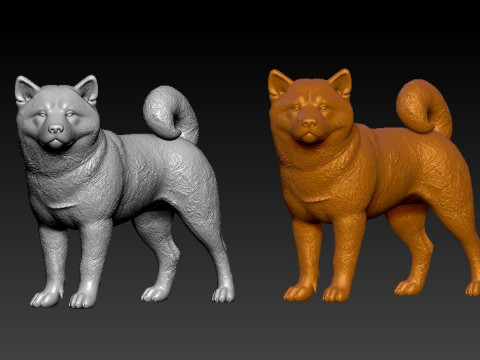 Akita dog - Japanese giant dog - 3D print 3Dプリントモデル