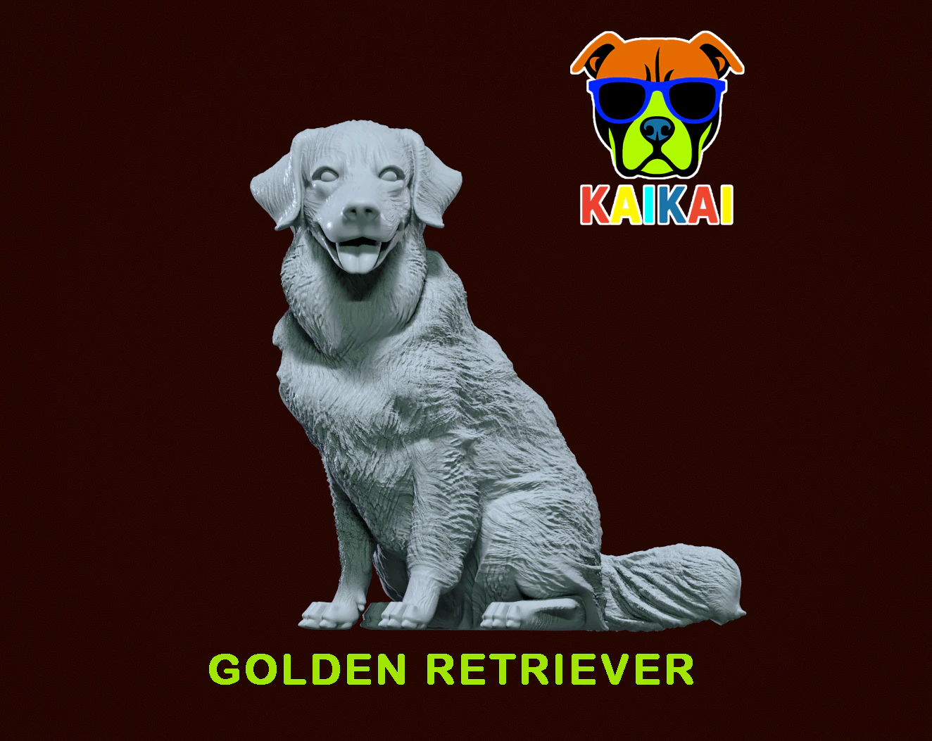 Golden Retriever model - Golden statue - 3D print 3D Print Model .c4d .max .obj .3ds .fbx .stl .blend 