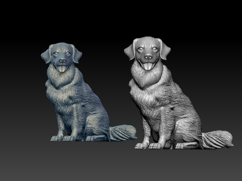 Golden Retriever model - Golden statue - 3D print 3Dプリントモデル