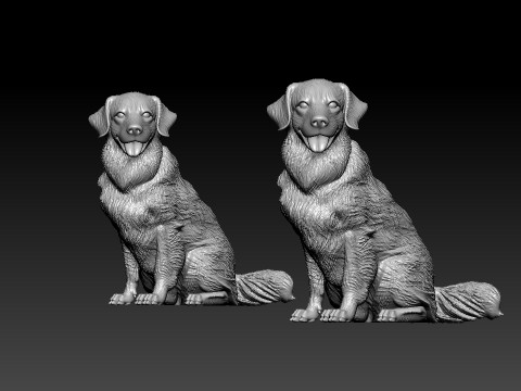 Golden Retriever model - Golden statue - 3D print 3Dプリントモデル