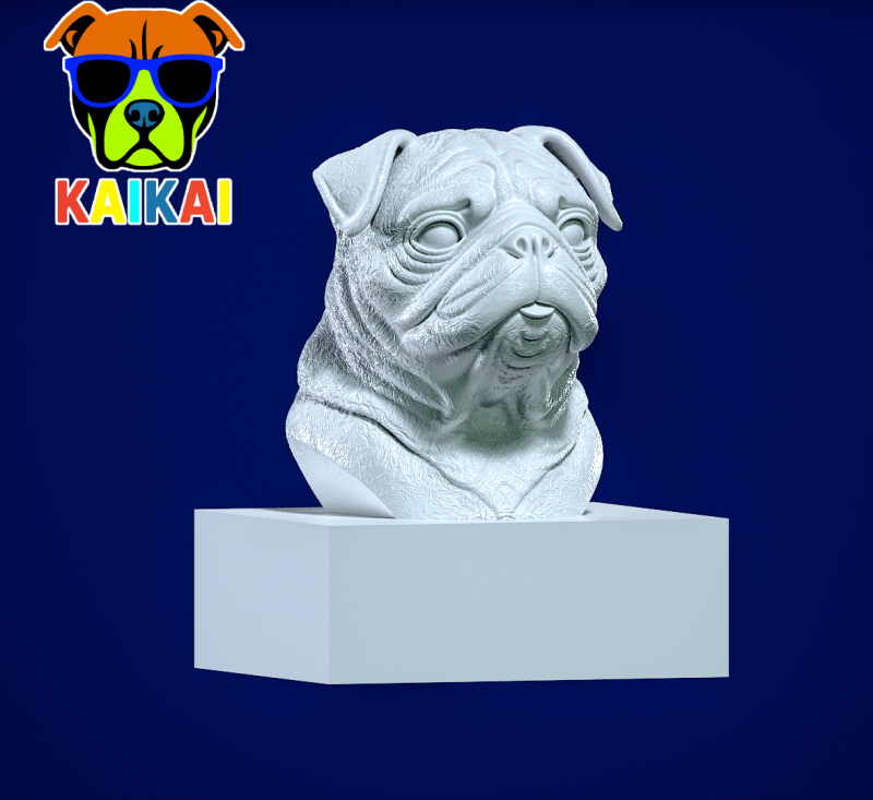 Pug dog bust - head dog model - 3D print Modelo de impresión 3D .c4d .max .obj .3ds .fbx .stl .blend