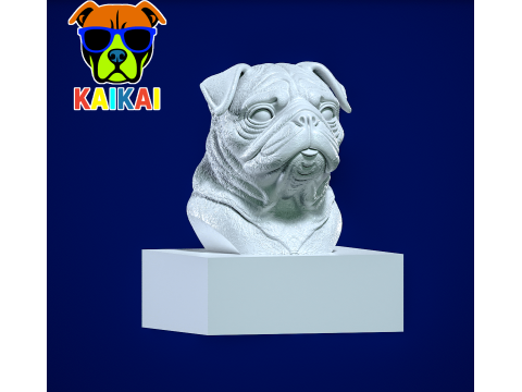Pug dog bust - head dog model - 3D print 3D Принт Модель