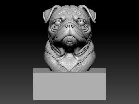 Pug dog bust - head dog model - 3D print Modelo de impresión 3D