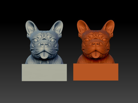 Head French bulldog - Dog head - statue - 3D print 3D-printmodel