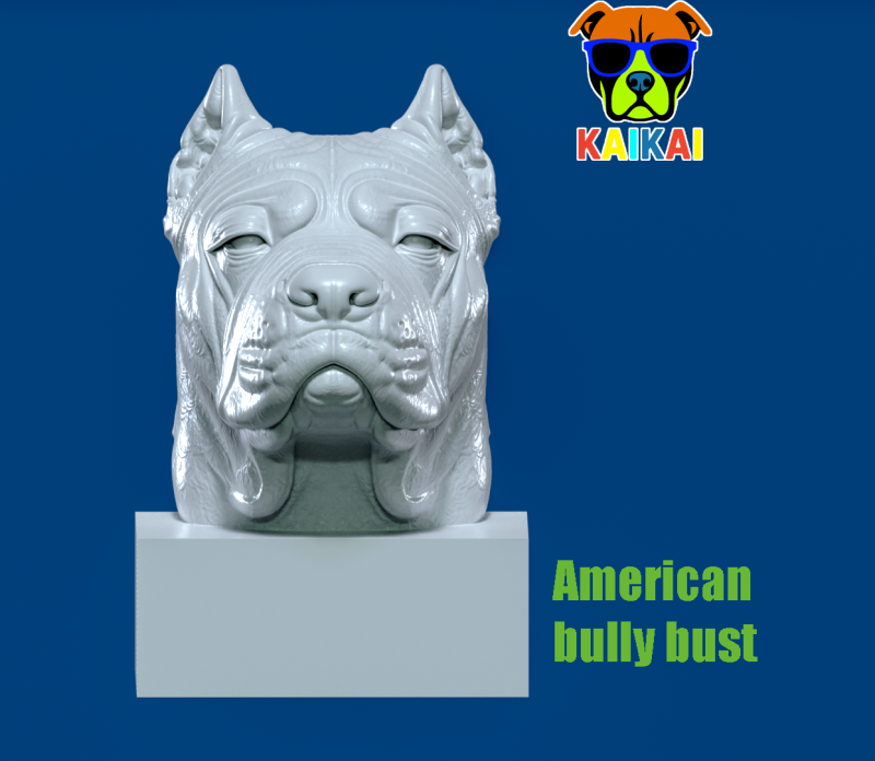 Dog American bully bust model - 3D print Modelo de impresión 3D .c4d .max .obj .3ds .fbx .stl .blend