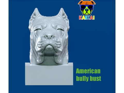 Dog American bully bust model - 3D print 3D 打印模型