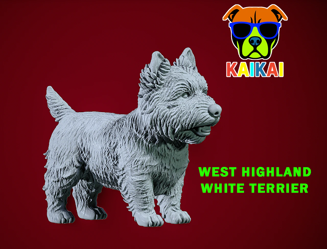 White West Highland Terrier Dog model - 3D print 3D Print Model .c4d .max .obj .3ds .fbx .stl .blend 