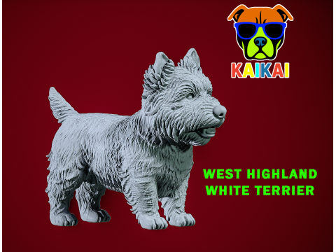 White West Highland Terrier Dog model - 3D print 3D Принт Модель