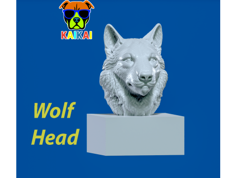Gray wolf bust - Woft head model - 3D print Modelo de impresión 3D