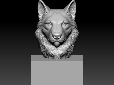 Gray wolf bust - Woft head model - 3D print 3D 打印模型