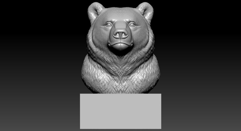 Brown bear Bust - Bear head model - 3D print 3Dプリントモデル .c4d .max .obj .3ds .fbx .stl .blend