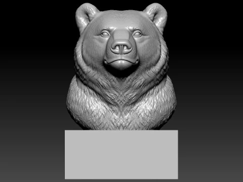 Brown bear Bust - Bear head model - 3D print 3D Print Model