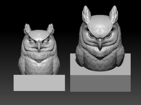 Owl bust model - Animal - 3D print Model do druku 3D