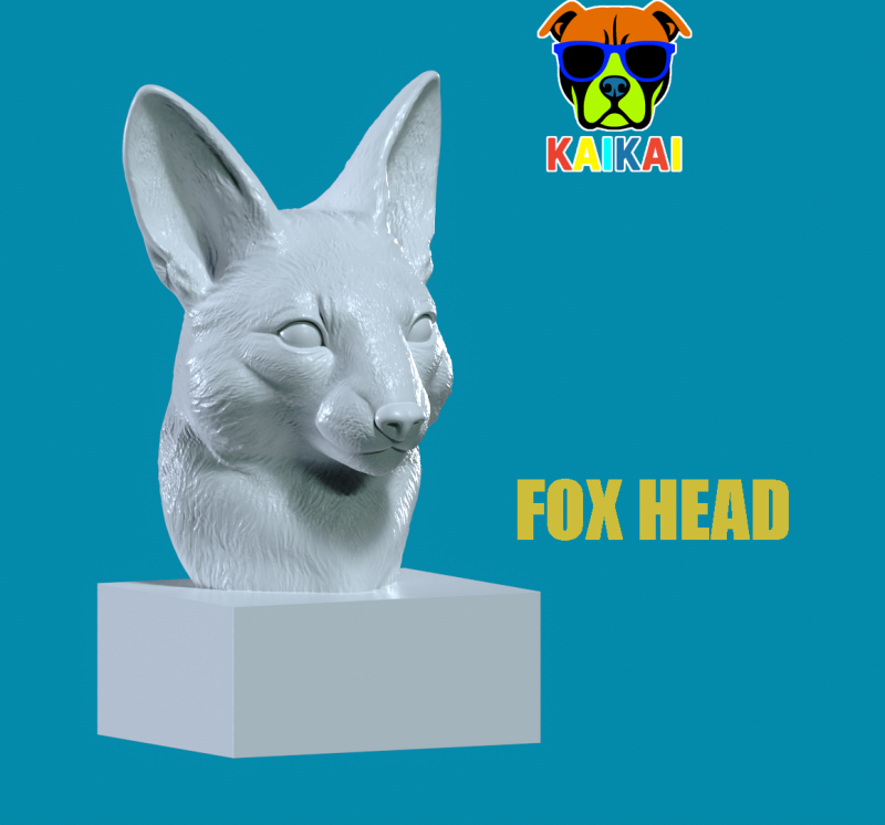Fox bust - Fennec Fox head model - 3D print 3D-Druckmodell .c4d .max .obj .3ds .fbx .stl .blend