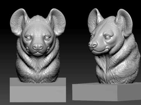 Hyena species head model - 3D print 3D प्रिंट मॉडल