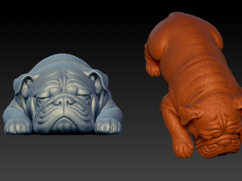 Uyuyan Bulldog b&uuml;st&uuml; modeli - 3D baskı 3D Baskı Modeli