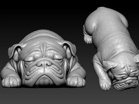Uyuyan Bulldog b&uuml;st&uuml; modeli - 3D baskı 3D Baskı Modeli