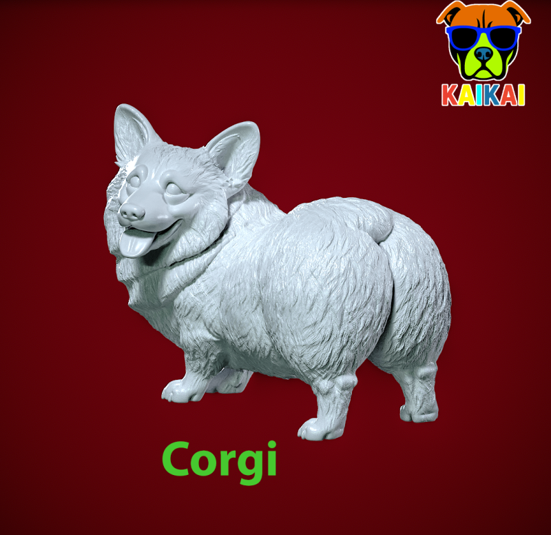 Welsh Corgi dog staute - tailless corgi dog model - 3D print 3Dプリントモデル .c4d .max .obj .3ds .fbx .stl .blend