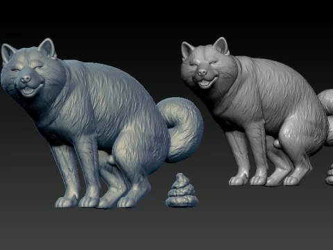 Shiba Inu dog model - Small Japanese dog statue - 3D print 3D Print Model