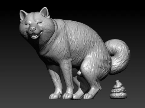 Shiba Inu dog model - Small Japanese dog statue - 3D print 3D Print Model