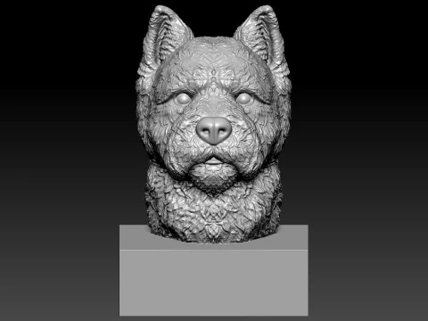 West highland white terrier Dog Bust model - statue - 3D print 3D Print Model