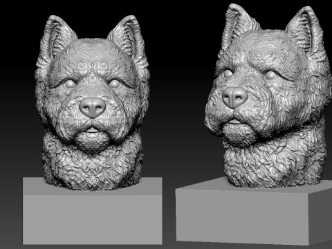 West highland white terrier Dog Bust model - statue - 3D print Modelo de impresión 3D