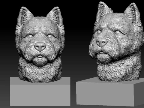 West highland white terrier Dog Bust model - statue - 3D print 3D Print Model