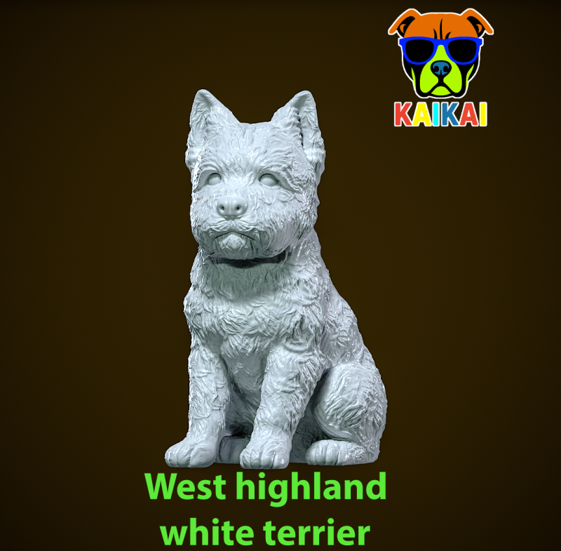 West Highland White Terrier Dog model - statue - 3D print 3D Baskı Modeli .c4d .max .obj .3ds .fbx .stl .blend