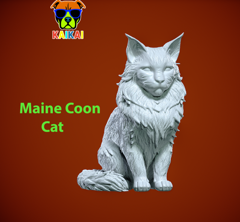 Maine Coon cat model - Maine cat statue - 3D print 3D 프린트 모델 .c4d .max .obj .3ds .fbx .stl .blend